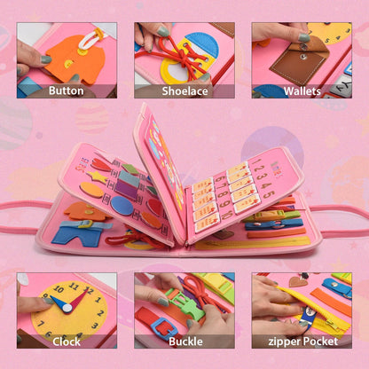 Montessori Busy Board for Toddlers 3-5 Years Old - Learning Activities for Travel, Road Trip - Educational Toys Sensory With Life Skills, Alphabet, Animals, Shapes