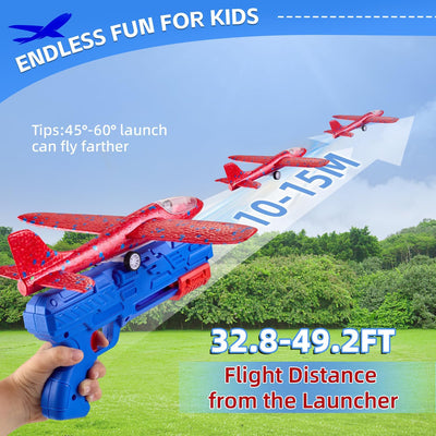 Fidtoy Foam Airplane Launcher Toy Set for Kids Outdoor Glider Play