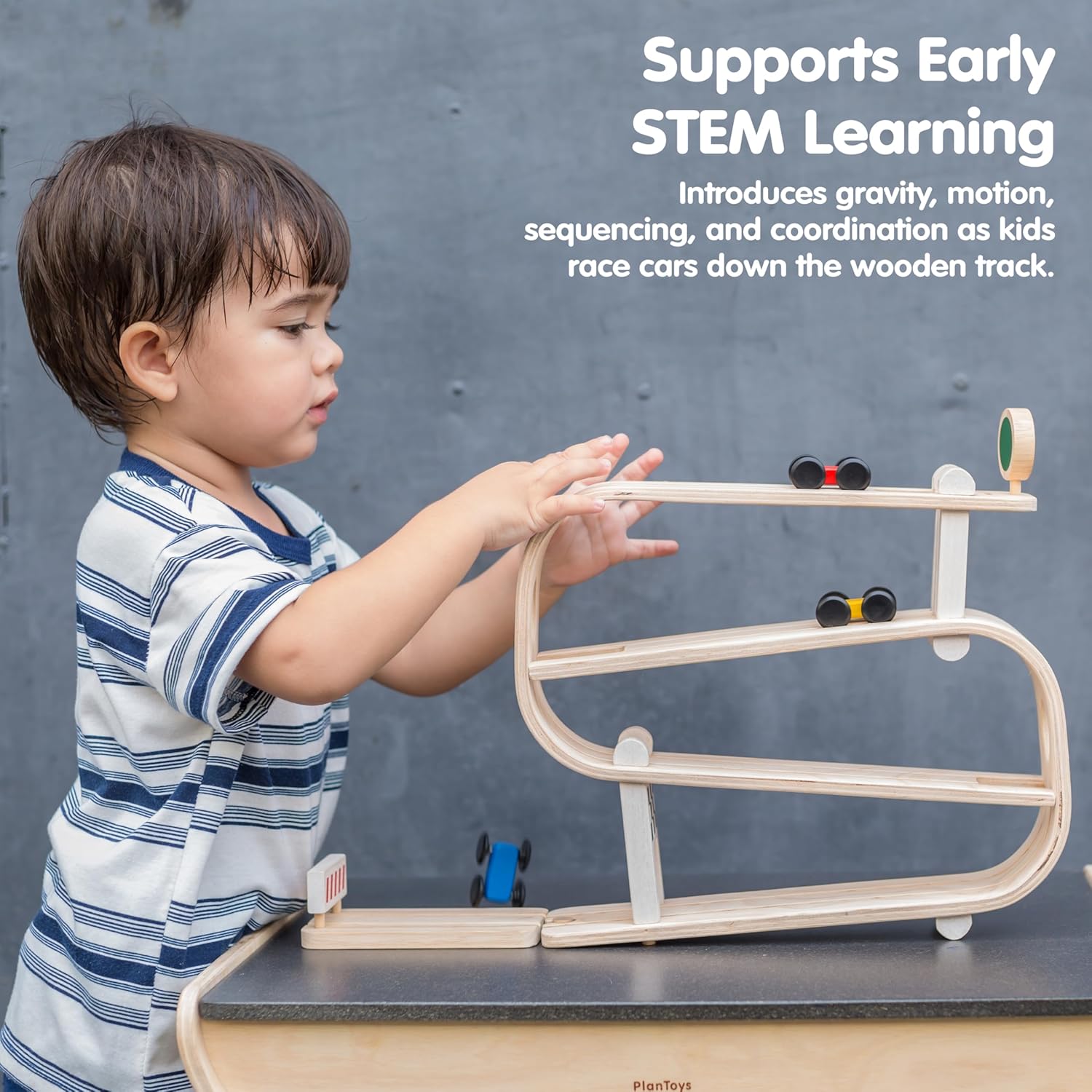 Fidtoy Wooden Ramp Racer Toy for Kids - Interactive Learning Toy