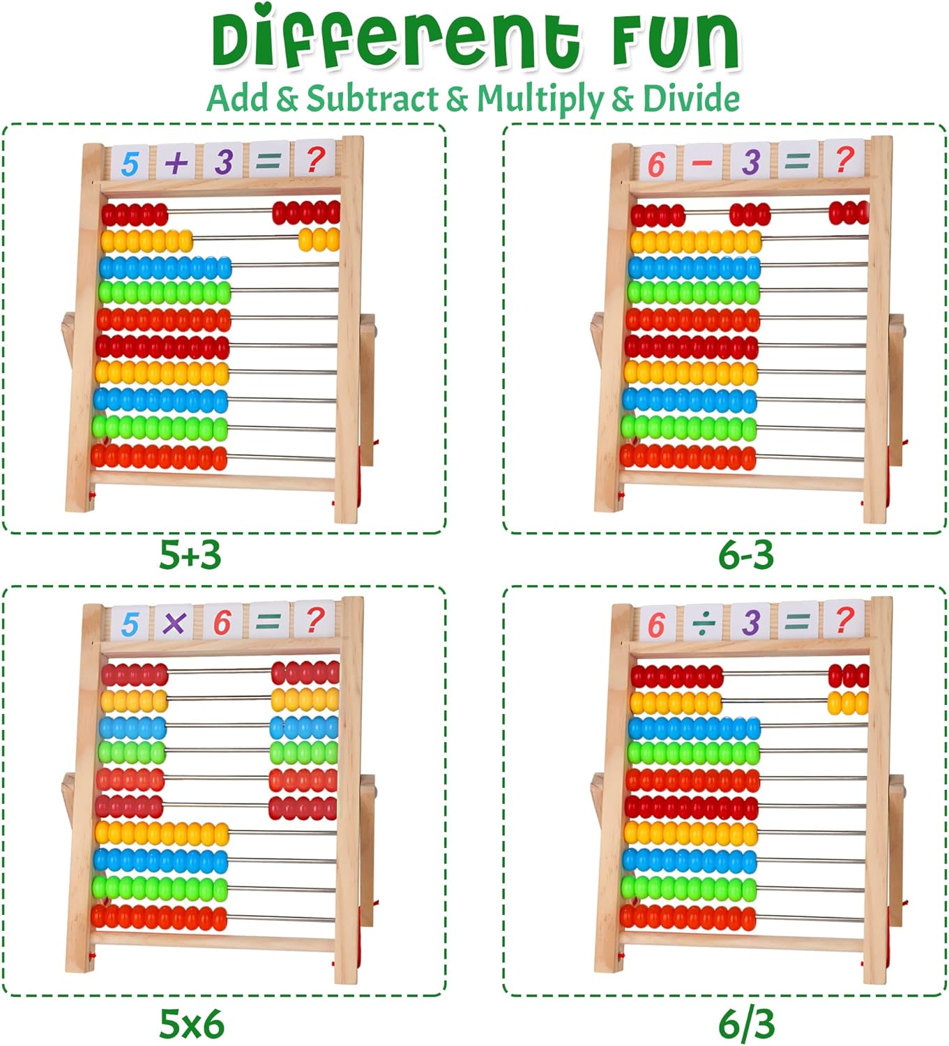 Fidtoy Boulier pour Enfants 3-5 Ans – Jouet de Comptage en Bois pour l'Apprentissage des Maths