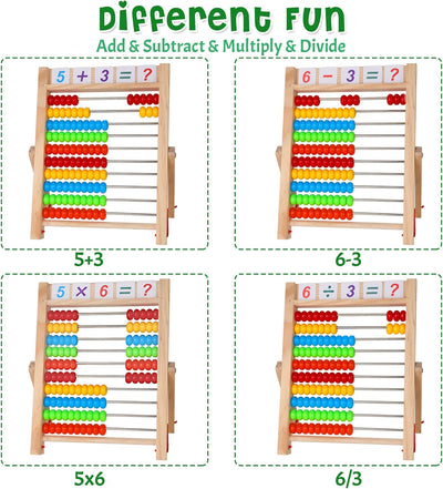 Fidtoy Boulier pour Enfants 3-5 Ans – Jouet de Comptage en Bois pour l'Apprentissage des Maths