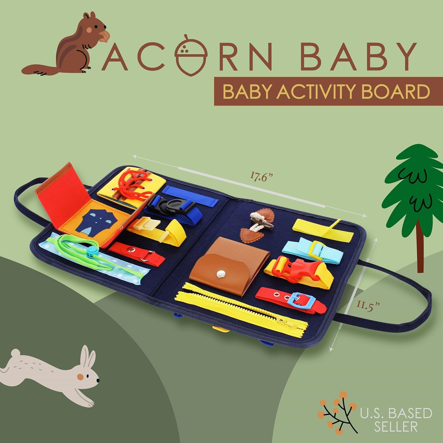 Tableau d'activités portable Fidtoy en feutre pour les tout-petits - Jouet de voyage pour développer la motricité fine