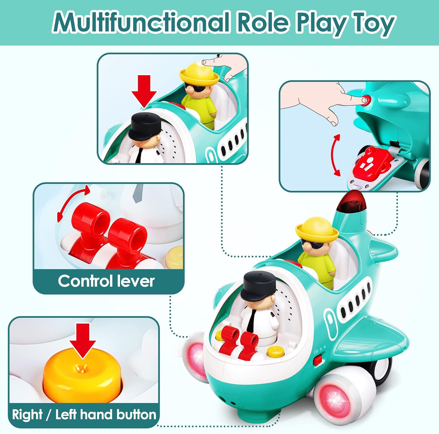 Avion télécommandé Fidtoy avec lumières et sons pour les tout-petits