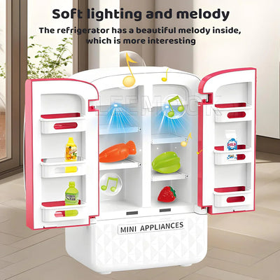 Fidtoy Mini Refrigerator Playset – Light and Music Pretend Kitchen Toy for Kids 3+