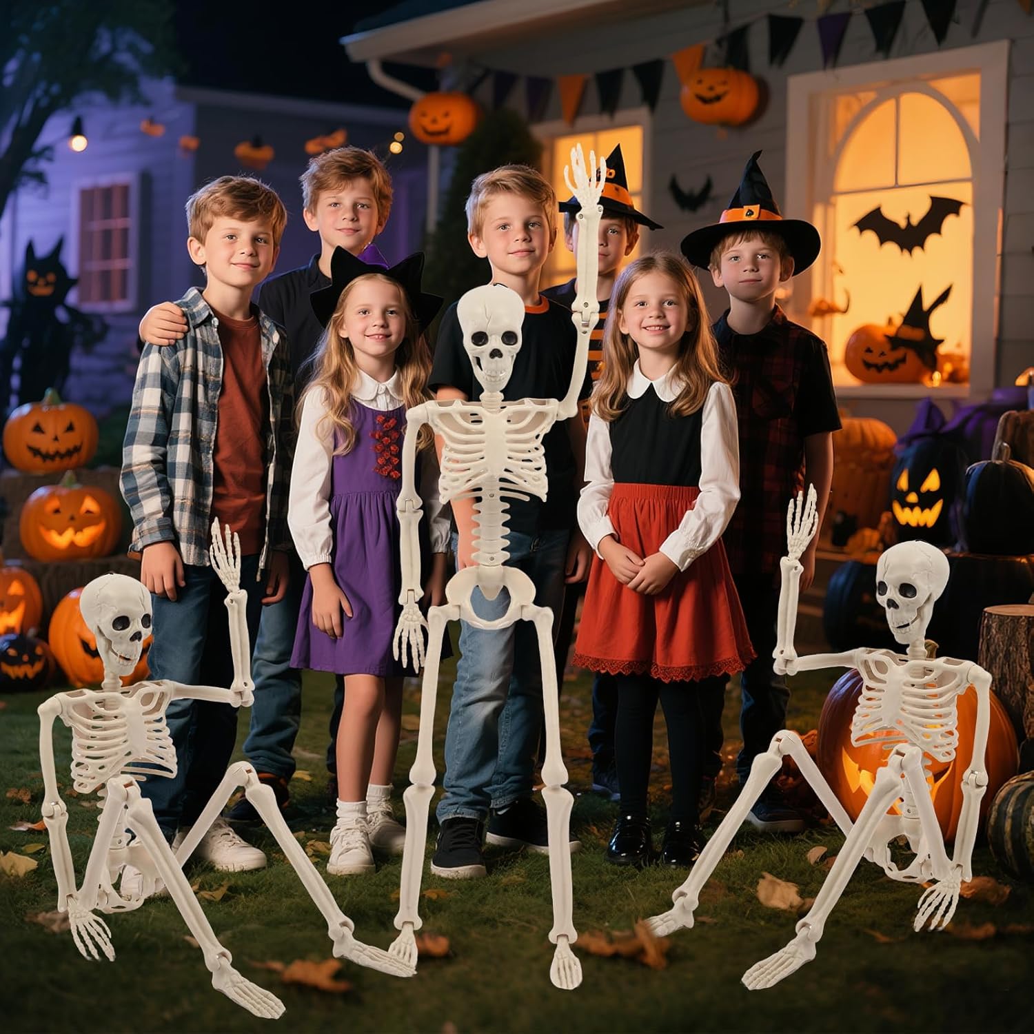 Fidtoy Posable Halloween Skeleton Decorations Set of 2