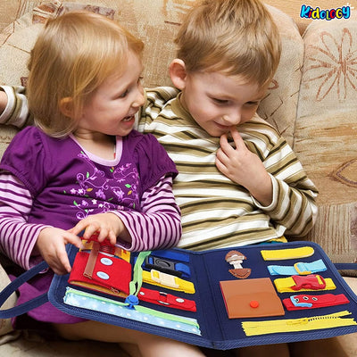 Tableau d'activités portable Fidtoy en feutre pour les tout-petits - Jouet de voyage pour développer la motricité fine