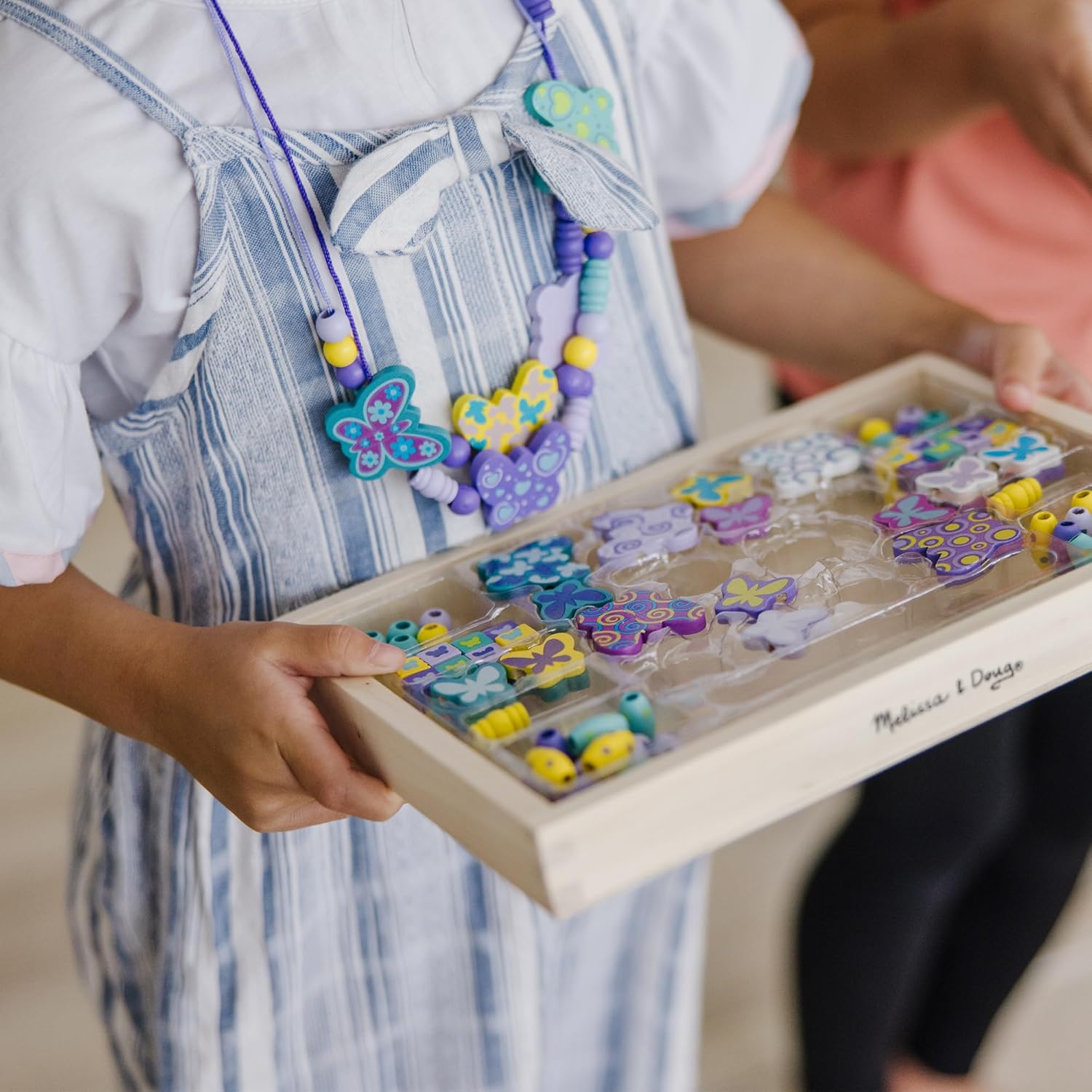 Fidtoy Papillon Perles en Bois pour la Fabrication de Bijoux pour Enfants