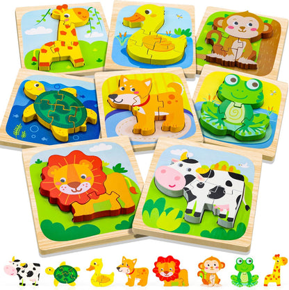 6 Pack Wooden Puzzles for Toddlers