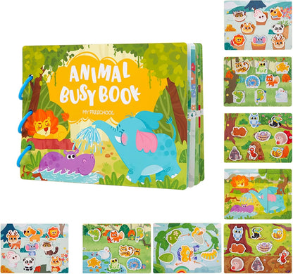 Montessori Toy 1 2 3 Years, Animal Busy Book, Games from 1 Year, Quiet Book from 1 Year, Busy Board, Fine Motor Skills, Gift 1-3 Years Children Boy Girl