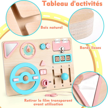 Busy Montessori Board 1 2 3 Years Montessori Games 1 Year Wooden Activity Board Toy for Children, Educational Motor Skills Baby Board, Gift for Boys and Girls