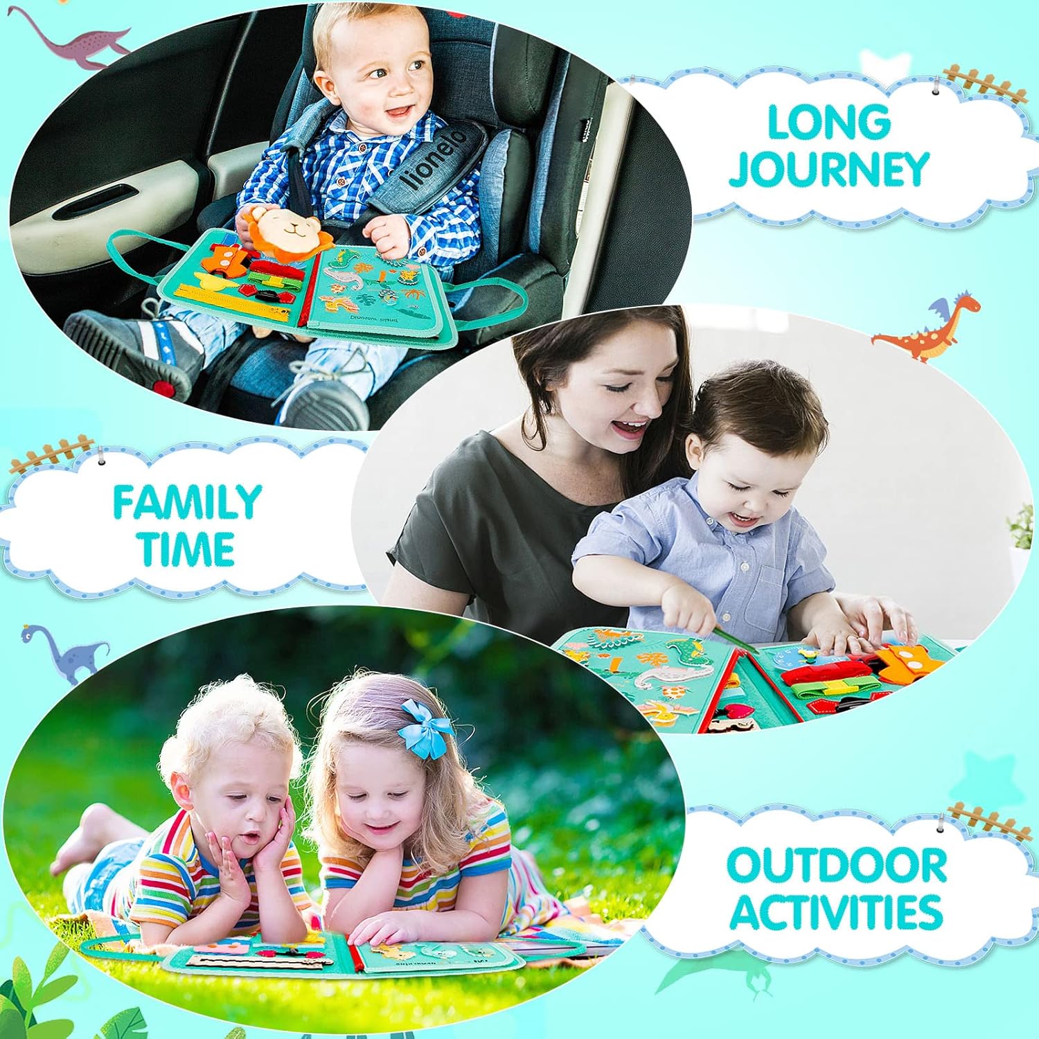 ezdoit Busy Board Montessori Toy Sensory Board for Toddlers Preshool Educational Activity Travel Toy Gift for 3 4 5 Years Old Boys Girls