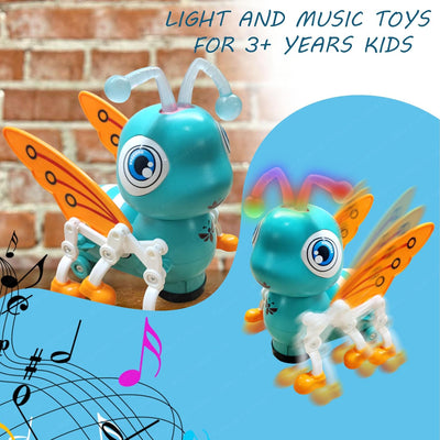 Fidtoy Walking Musical Bee Toy with Lights and 360 Rotation