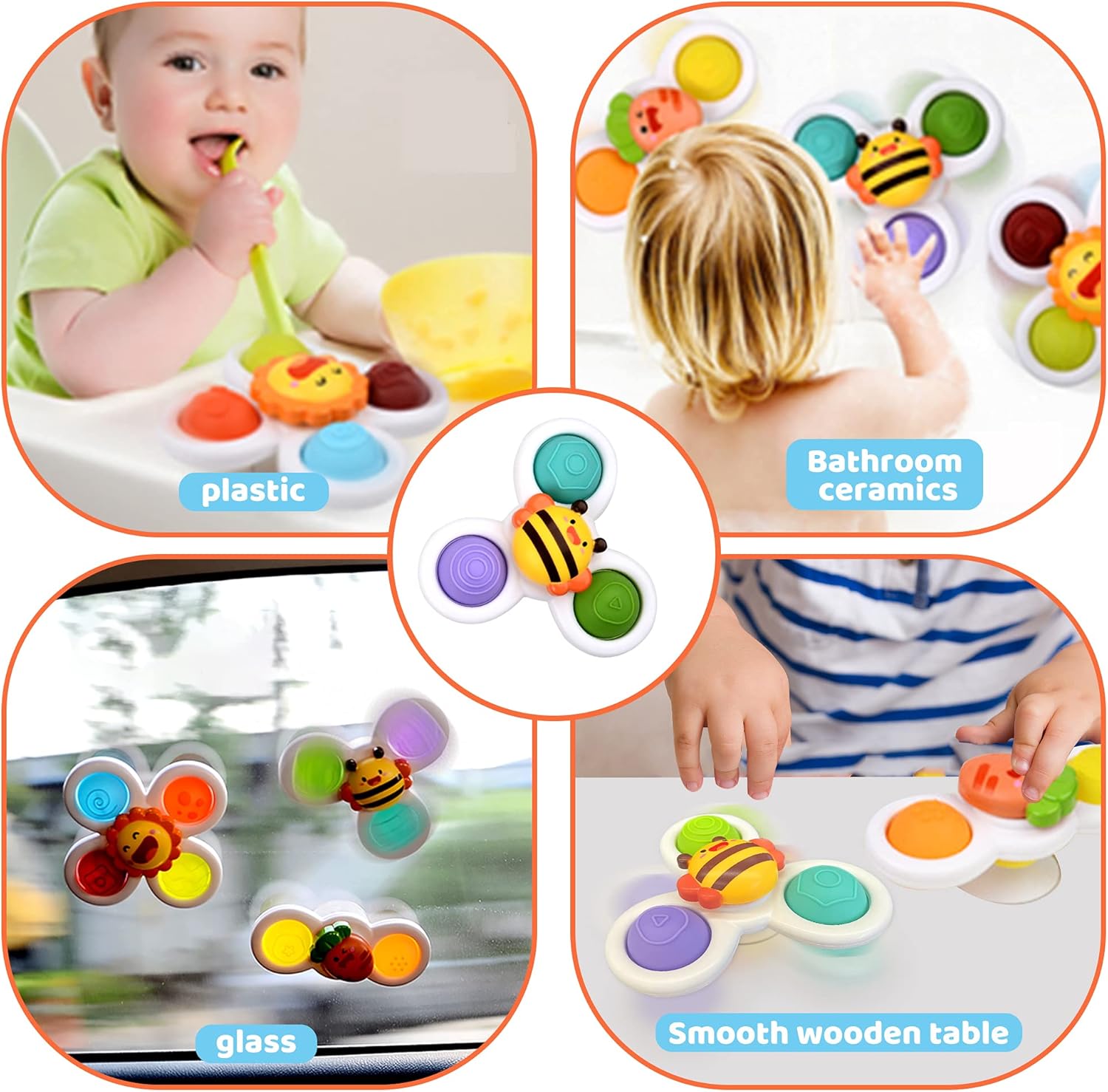 3 pièces Spinner à ventouse pour bébé