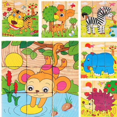Fidtoy Three Dimensional 6 Sided Block Puzzle for Kids | Wooden Character Cube Puzzle, 6-Sided Matching Blocks, Spatial Reasoning, Problem-Solving & Parent-Child Puzzle Toy Age 2-6