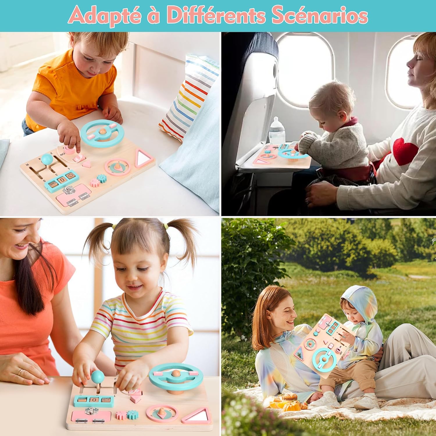 Busy Montessori Board 1 2 3 Years Montessori Games 1 Year Wooden Activity Board Toy for Children, Educational Motor Skills Baby Board, Gift for Boys and Girls