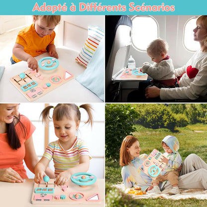 Busy Montessori Board 1 2 3 Years Montessori Games 1 Year Wooden Activity Board Toy for Children, Educational Motor Skills Baby Board, Gift for Boys and Girls