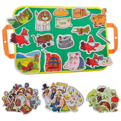CHEFAN Felt/Flannel Board Story Set of 4, PRECUT Felt Pieces for Preschool Toddlers, Stone Soup, The Three Billy Goats Gruff, Jack and Beanstalk, The Boy Who Cried Wolf