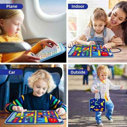 kigod Busy Board for Toddlers,Sensory Activity Board for Preschool Learning Toys Autism Educational Travel Toys, Montessori Educational Toys for Boy and Girl Gift