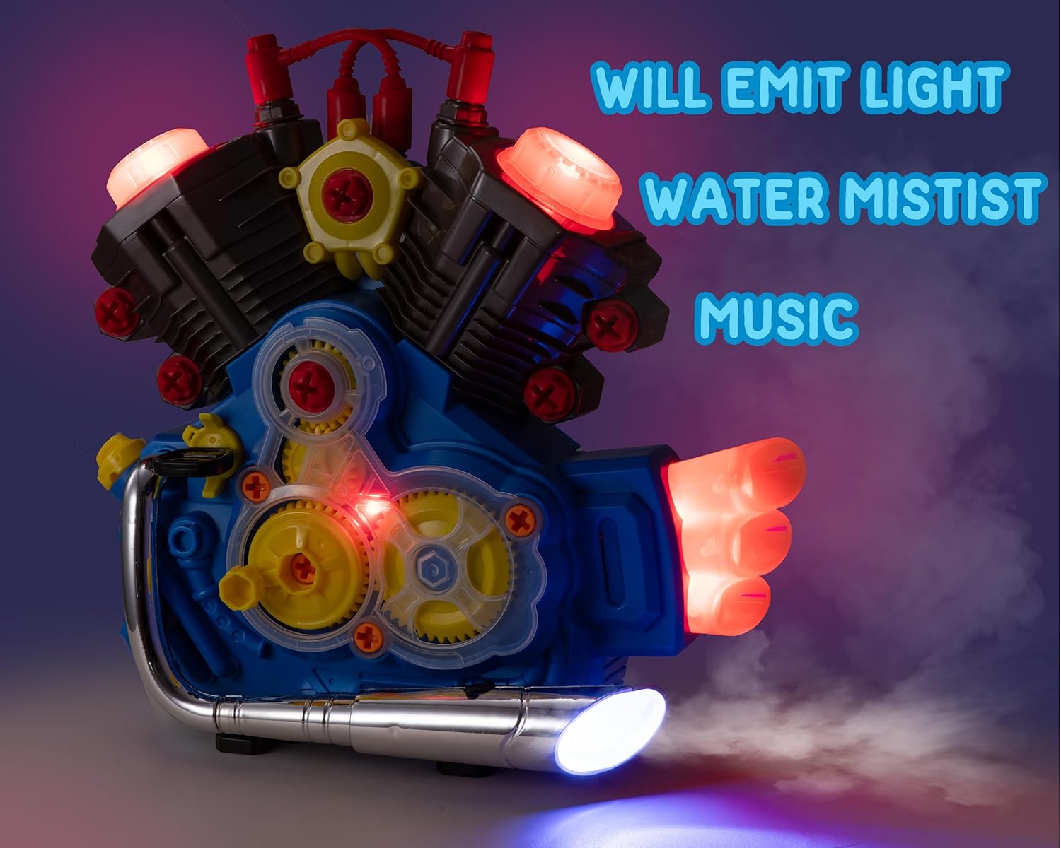 Fidtoy Motorcycle Engine Building Toy with Lights and Sounds for Kids