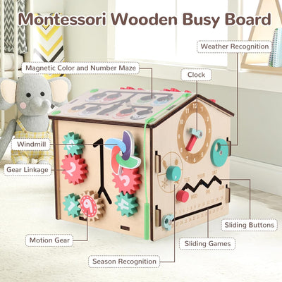 BommJokker Busy Board Montessori toys for Toddlers Wooden Educational Toy Busy House Magnetic Color and Number cognition teaching