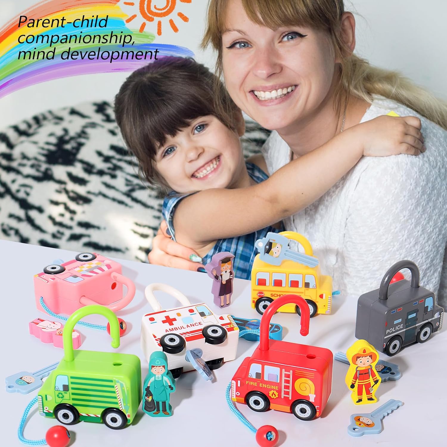 Montessori Toy for 18+ Months Old Toddler, Lock and Key Car Toys,aby Sensory Fine Motor Skills Developmental Toys, Preschool Children, Gifts Age 1 2 3 4 One Two Year Old Boys Girls