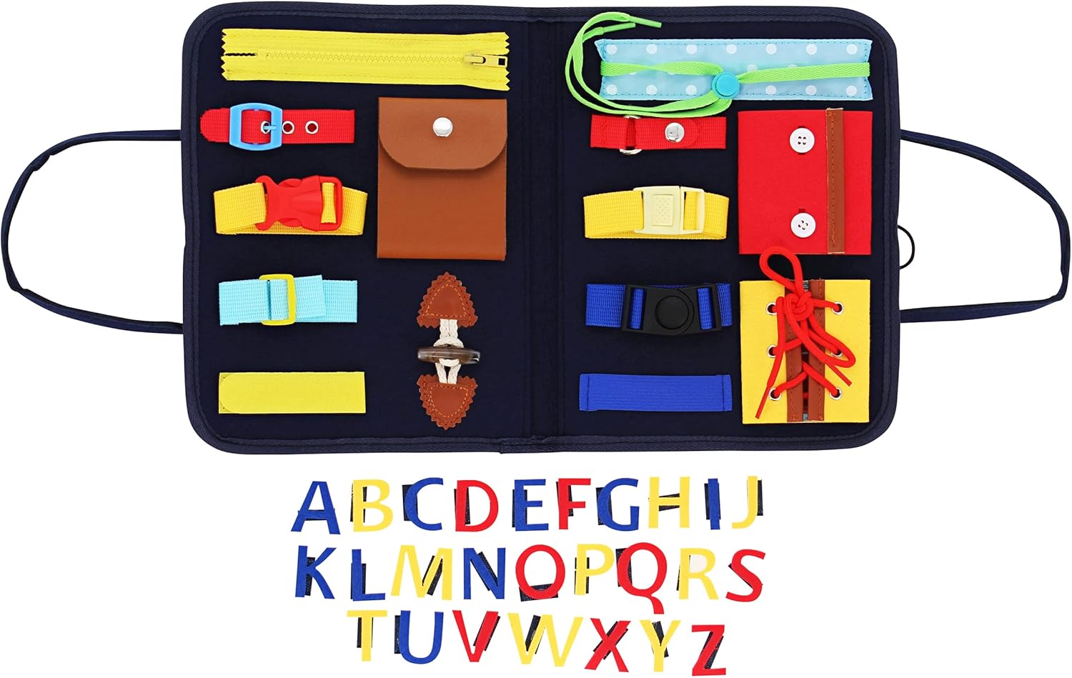 Acorn Baby Busy Activity Board - Educational Travel Activity Sensory Board for Planes or Cars - Includes 15 Actions