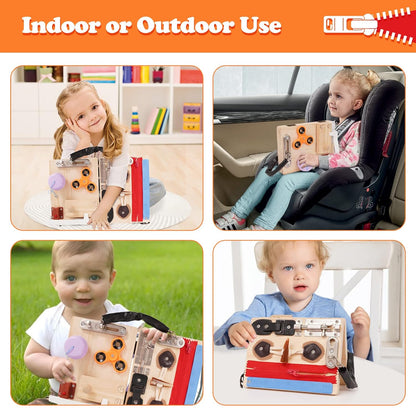 Busy Board for Toddlers Wooden Montessori Activity Sensory Board to Develop Fine Motor Skills