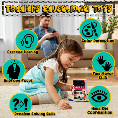 TEUVO Montessori Toys Robot Busy Board Toys for Toddler Age 1 2 3 4 5 6 Years Old, Light Switch Sensory Educational Travel Toys Gifts for Kids Boys Girls Christmas Birthday Holiday