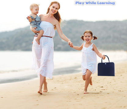 Toddler Busy Board, Preschool Montessori Toys for Develop Basic Skills, 14 in 1 Educational Sensory Board for 3+ Years Old Kids, Parent-Kids Activity Toy, Bag Design for Airplane or Car Travel