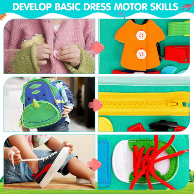 ezdoit Tablero de actividades Montessori Juguete sensorial para niños pequeños Tabla de actividades educativas preescolares Juguete de viaje Regalo para niños y niñas de 3 4 5 años