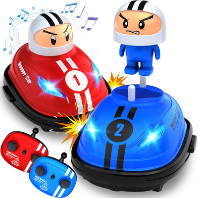 Fidtoy Remote Control Bumper Cars for Kids Two Player RC Battle Car Set with Pop Out Drivers, Lights and Sound