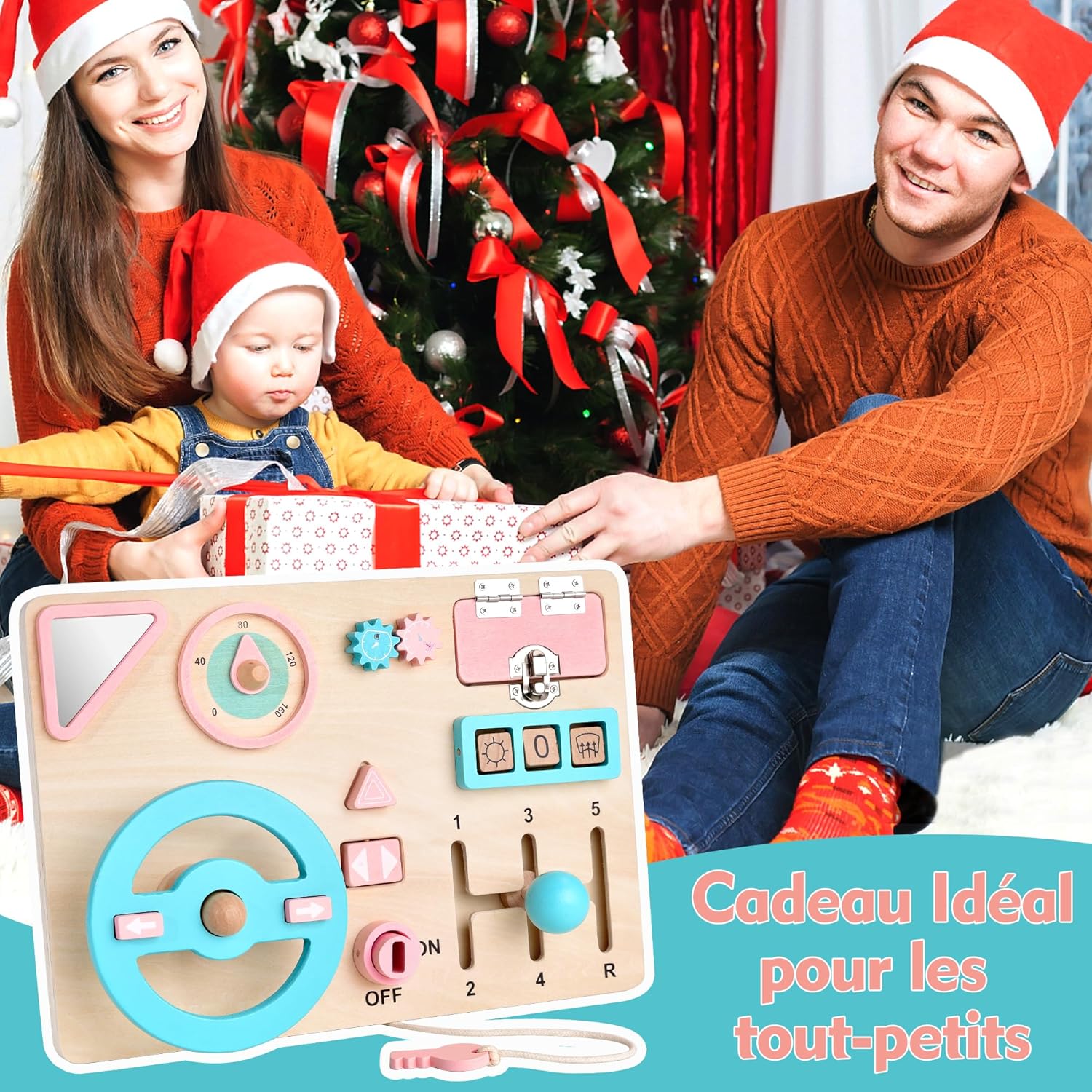 Busy Montessori Board 1 2 3 Years Montessori Games 1 Year Wooden Activity Board Toy for Children, Educational Motor Skills Baby Board, Gift for Boys and Girls