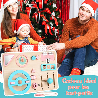 Busy Montessori Board 1 2 3 Years Montessori Games 1 Year Wooden Activity Board Toy for Children, Educational Motor Skills Baby Board, Gift for Boys and Girls