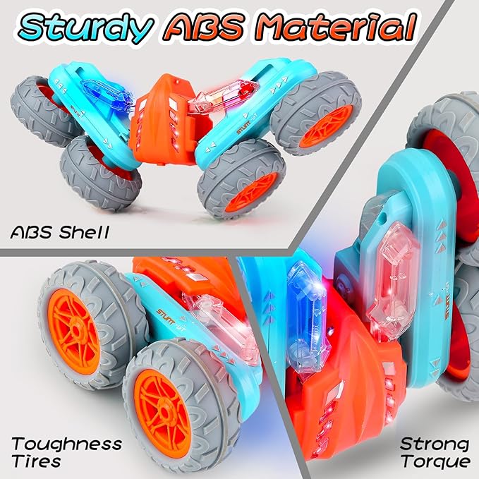 Remote Control Stunt Car with 360° Flips & Lights – Double-Sided 4WD | Bacha Toys