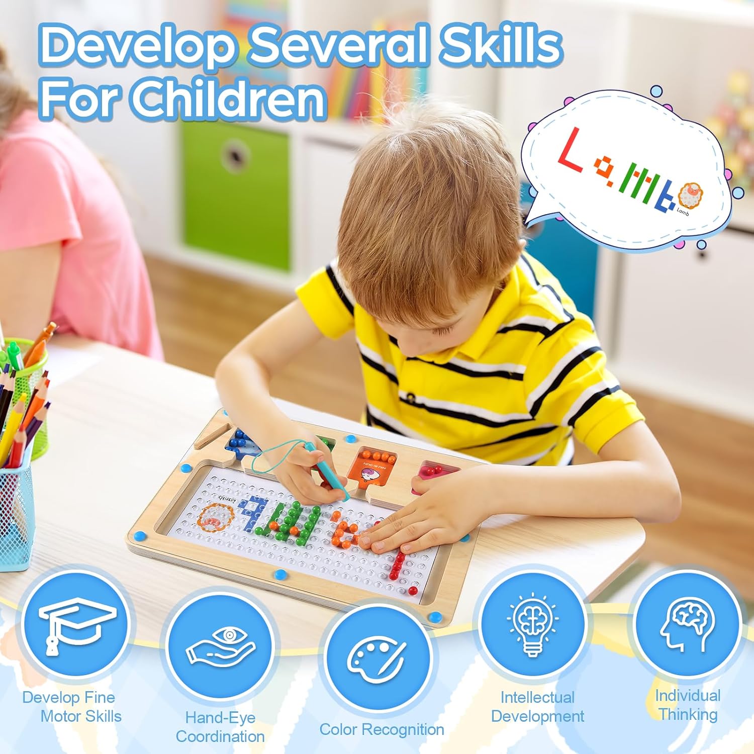 Fidtoy Magnetic Maze Montessori Toy for Toddlers Color Matching Alphabet Learning Board Fine Motor Skills Educational Puzzle Travel Quiet Toy Gift