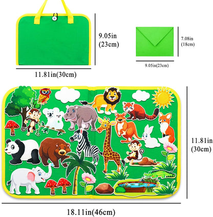 Craftstory Zoo Animals Travel Felt-Board Story Set for Toddlers, 32 Pieces Flannel Board Stories for Preschool Learning Toys Educational Storytelling Activity Board Gifts for Ages 3+