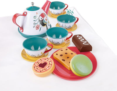 Fidtoy Juego de té de juguete para juegos de imitación con tetera, tazas y galletas