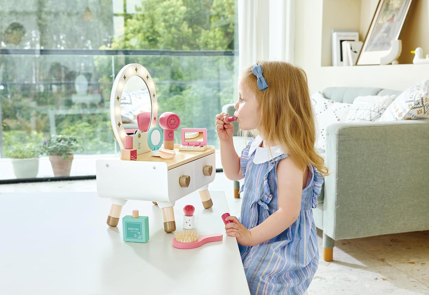 Fidtoy Kids Makeup Vanity Toy Set with Light Mirror