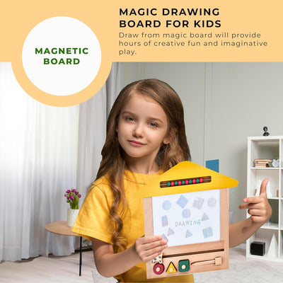 Fidtoy Wooden Magnetic Drawing Board for Kids 3+ Reusable Doodle Toy