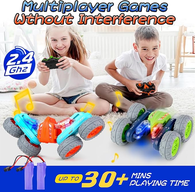 Remote Control Stunt Car with 360° Flips & Lights – Double-Sided 4WD | Bacha Toys