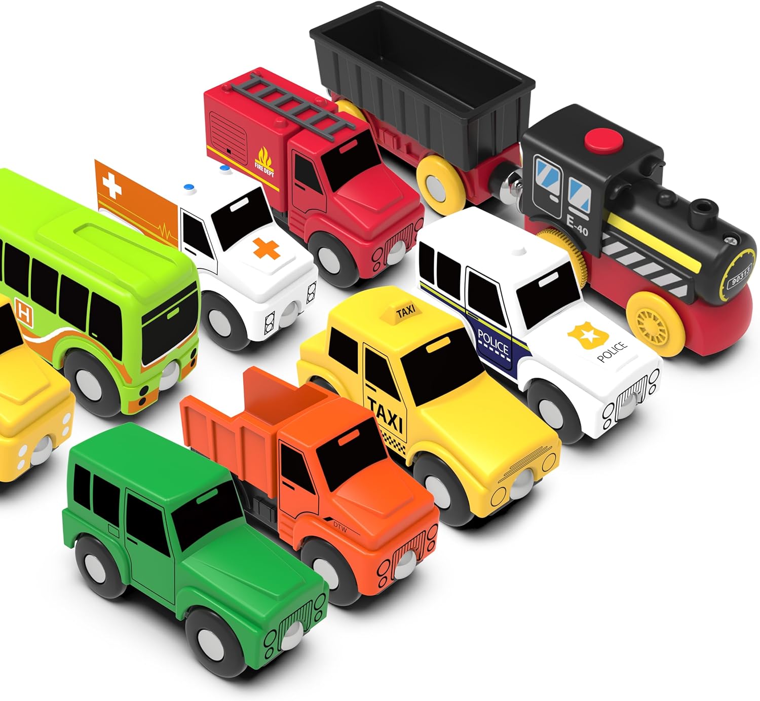 Fidtoy City Vehicle Set - Magnetic Train Set - Magnetic City Vehicle Set