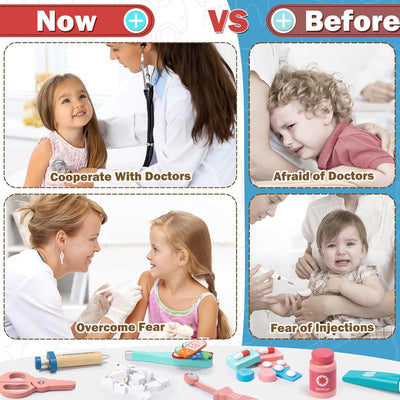 Fidtoy Wooden Doctor Playset 18 PCS Pretend Play Medical Toy