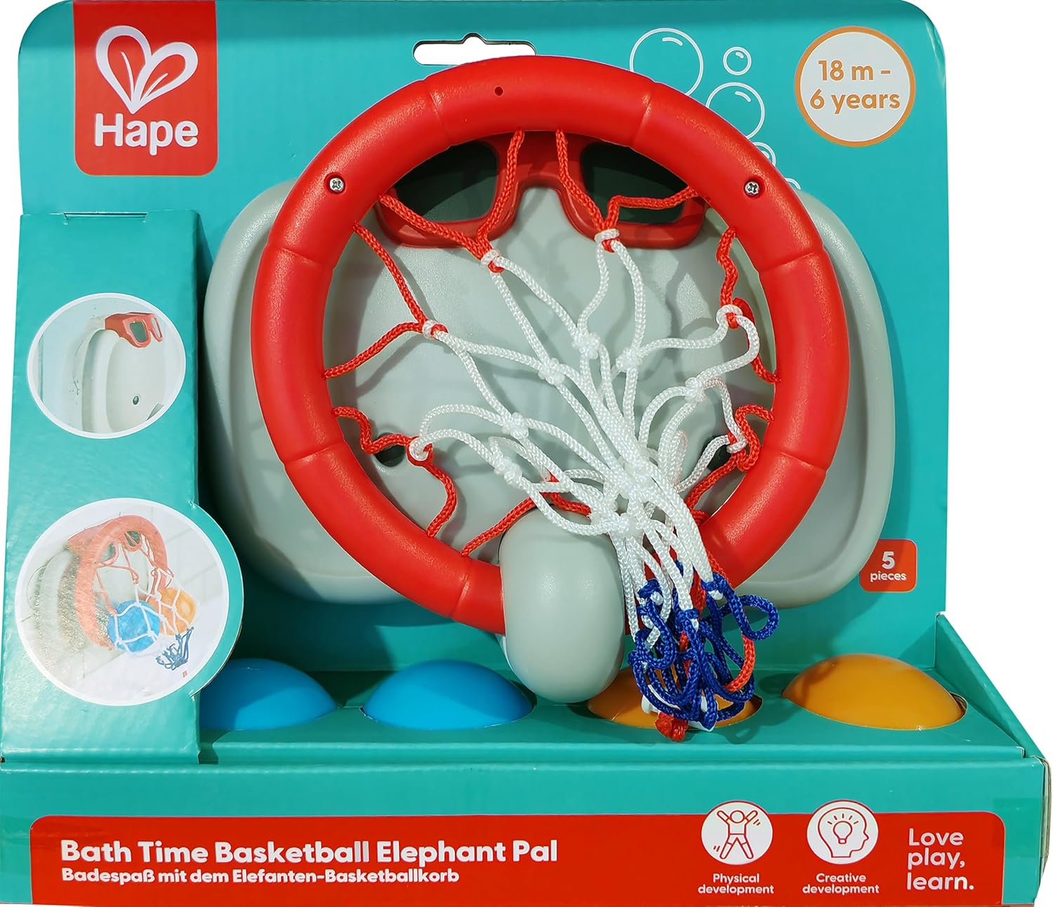 Fidtoy Bath Time Basketball Elephant Toy Toddler Water Play Set