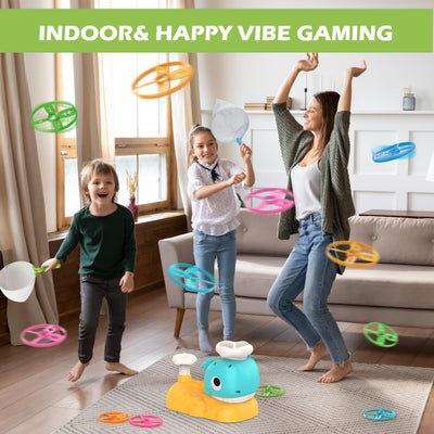 Fidtoy Whale Flying Disc Launcher Toy with Catch Nets
