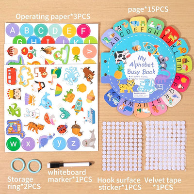 Libro de actividades del alfabeto de Be2BeKidz para niños pequeños de 1 a 3 años | Libro de actividades ABC Montessori para niños | Juguete educativo estilo Babybus para el aprendizaje preescolar y el desarrollo de habilidades motoras finas
