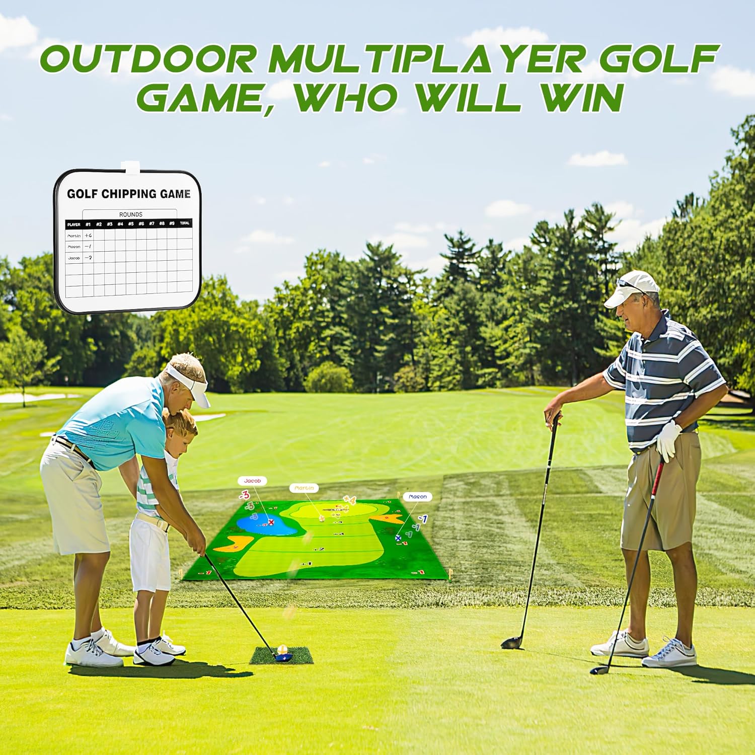Fidtoy Chipping Golf Mat Game with Sticky Balls for Family Fun