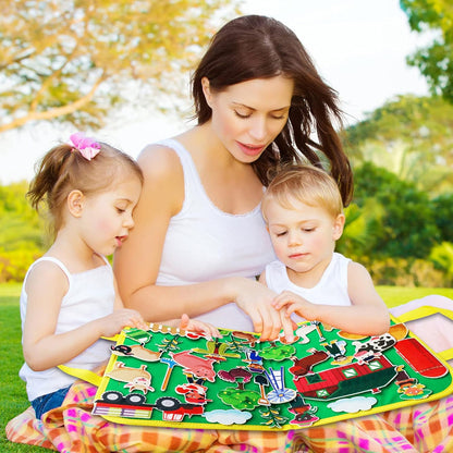 Craftstory Travel Felt Board for Toddlers Farm Animals Toys Preschool Learning Activities 37 Pieces Sensory Toys Barnyard Stories for Classroom Arts and Crafts Supplies