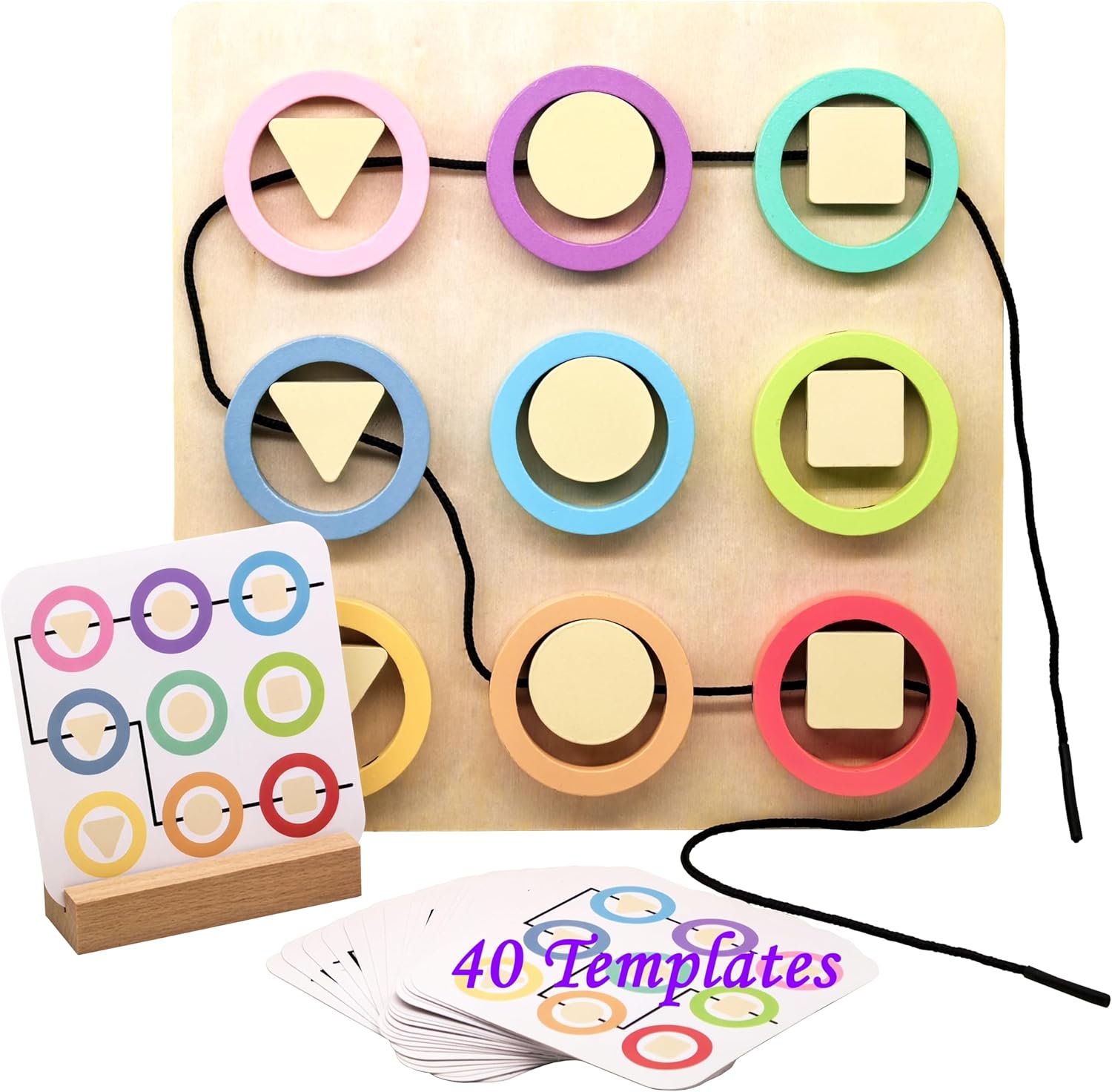 Memory Care Activities for Dementia Patients, Dexterity Games for Seniors with Parkinsons, Cognitive Matching Alzheimers Products for Elderly, Rings Threading Puzzle Busy Box Board Gadgets Gifts