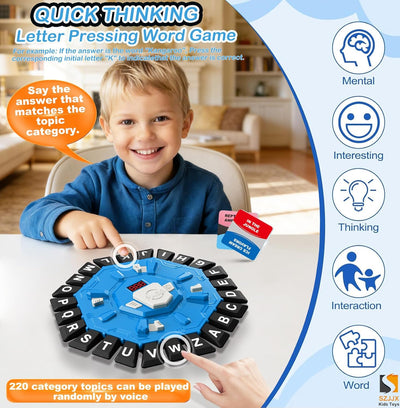 Fidtoy Fast-Paced Word Board Game for Kids and Adults, 10-Second Category Letter Game with LCD Timer, Family Vocabulary Party Game for 2–8 Players