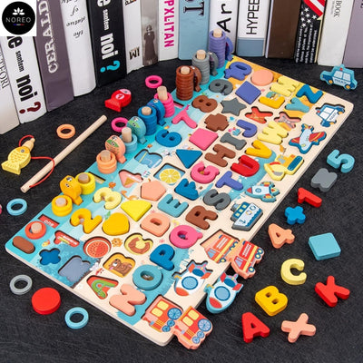 Juguete de aprendizaje Montessori Fidtoy 7 en 1 con tablero de emparejamiento de tráfico